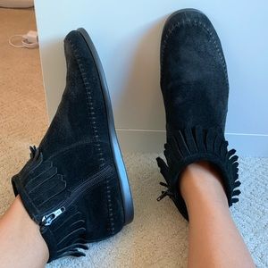 NEW Black Fringe Suede Booties (Aerosoles)